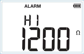 Earth Ground Clamp Innstillinger Alarmterskel I alarmmodus viser displayet ALARM, og lydsignalet avgis når målingen er utenfor den angitte terskelen.