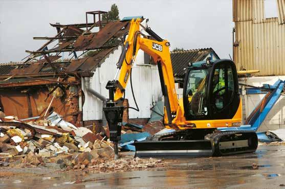 hydrauliske verktøy fra JCB; alt fra knusere og borer til pumper og kuttere.