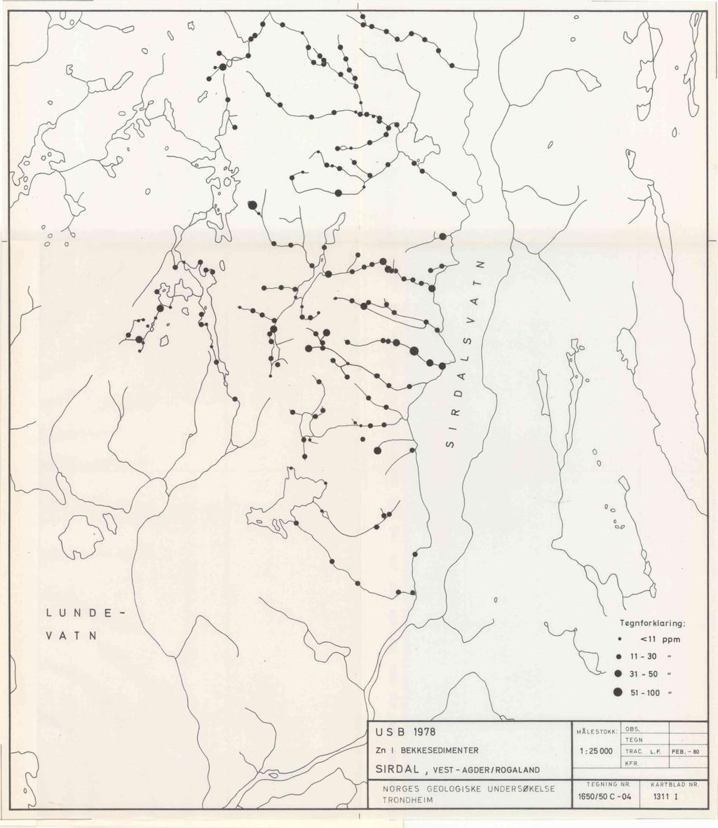 CD oo -J 'Cr Ce LUNDE- VAT N Tegnforklaring: <11 ppm 11-3 31-5 51-1 USB 1978 HÂLESTOKK 135.