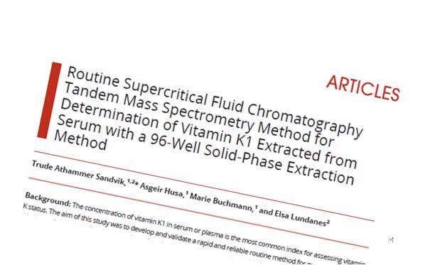 ekstraksjon med heptan LC-MS/MS Vitamin K: Serum Proteinfelling/IS
