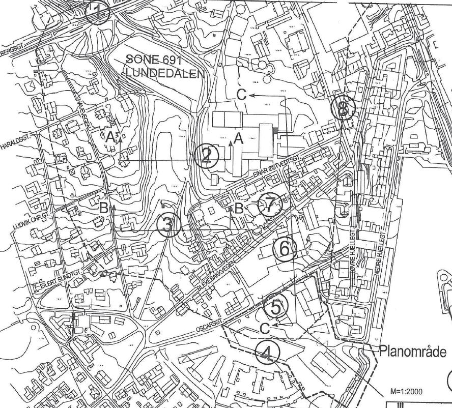 Side 8 Planområdet for Fløtningen Park Figur 4: Oversikt over plassering av tidligere grunnundersøkelser