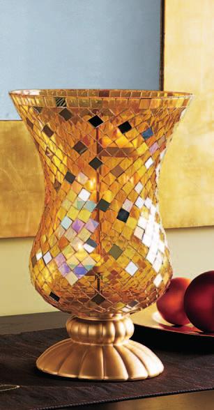 Votivstake i Gullmosaikk Votive Holder Skinnende glassfliser på glass. 8 cm h.