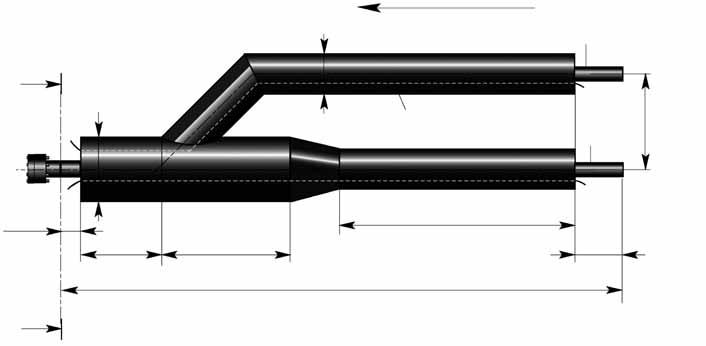 Y-avgreningsrør CASAFLEX-DUO Y-avgreningsrør benyttes som overgang fra to konvensjonelle PREMANT UNO-rør til det plassbesparende CASAFLEX DUO formatet. CFL 4.