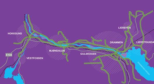 Figur 2-1 Bussruter som planlegges med flere avganger i Buskerudbypakke 2 Drift buss kraftig styrking av busstilbudet Det er foreslått satt av 2290 mill.