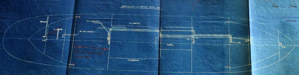 42 Skipssystemer I Forlandets arkiv på Hvalfangstmuseet finnes det flere tegninger og dokumenter som forteller hva slags pumper skipet hadde, og hvordan rørsystemet