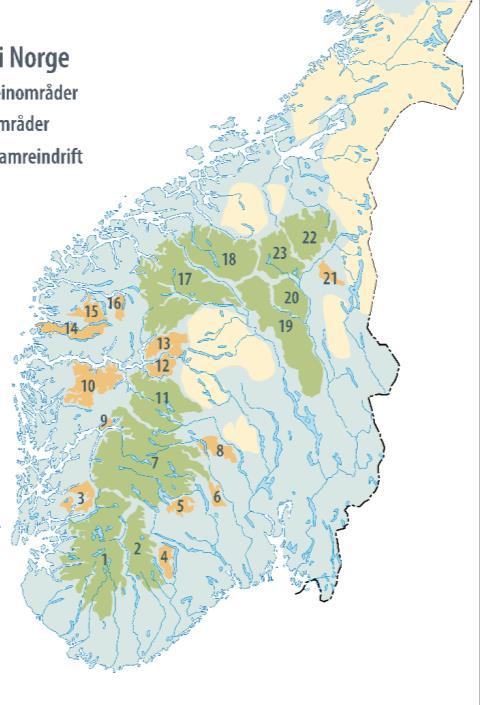 Delnormer og måleparametere Delnorm Bestandsforhold Lavbeiter Måleparameter Datokorrigert høstslaktevekt for simlekalv Antall eldre ( 3 år) bukker per voksen ( 1 år) simle Antall kalver per 100 simle