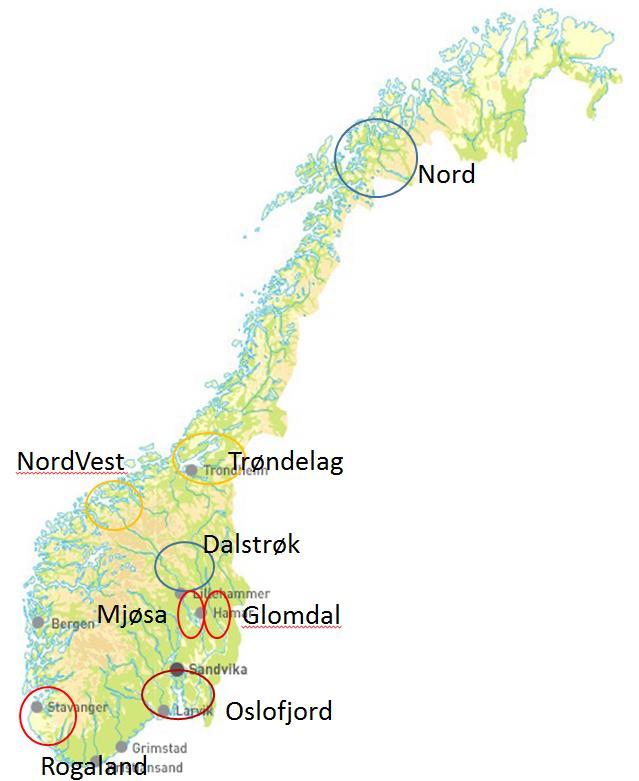 Jordegenskaper (middel) Region Jordtemp. C Oslofjorden 16.6 Mjøsa 15.8 Rogaland 15.7 Glomdal 15.6 Trøndelag 15.2 Sunndalen 14.