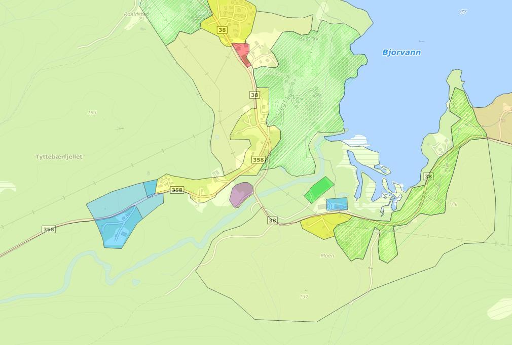 1.2. Planstatus I kommuneplanen sin arealdel for Drangedal 2003 2014, vedtatt 16.10.2013, er området lagt ut til LNF område.