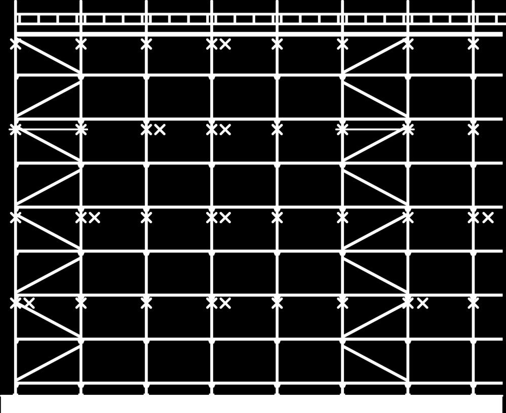 Rekkverksrammer kan erstatte vertikale diagonalstag, men skal da