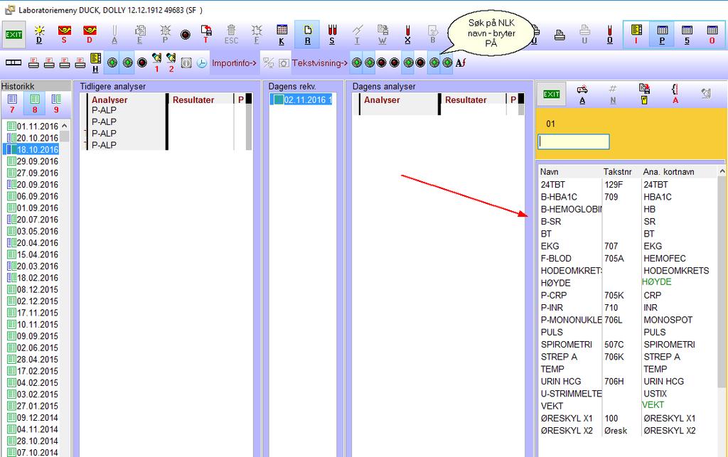 NLK (Norsk laboratoriekodeverk) Søk på NLK navn - på Når denne