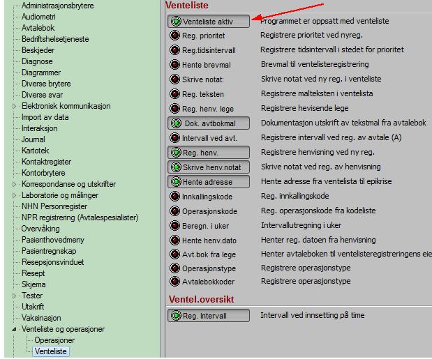 I tilleg får man tilgang til registrering a voperasjoner i Pasient hovedmenyen, rød K (Ctrl+K).