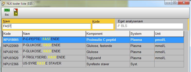 I eksempelet under har vi forsøkt å koble sammen '' -F BLS '' med '' Fastende