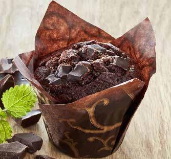 muffins double chocolate vekt 8x100 gram varenummer 48028 For sjokoladeelskeren! En premium kafémuffin med biter av mørk sjokolade. I tillegg er den fylt deilig sjokoladefyll av lys og mørk sjokolade.