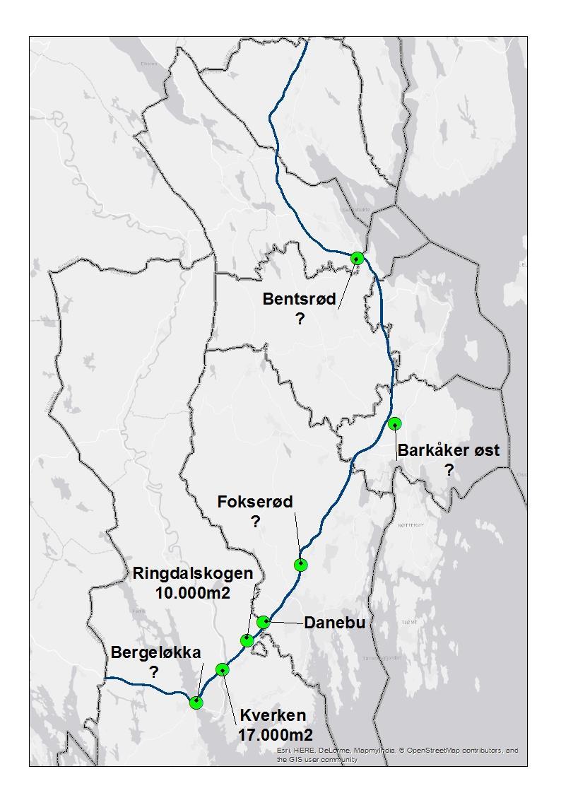 Det er tilrettelagt for store utbygginger av kontorer langs E18 allerede.