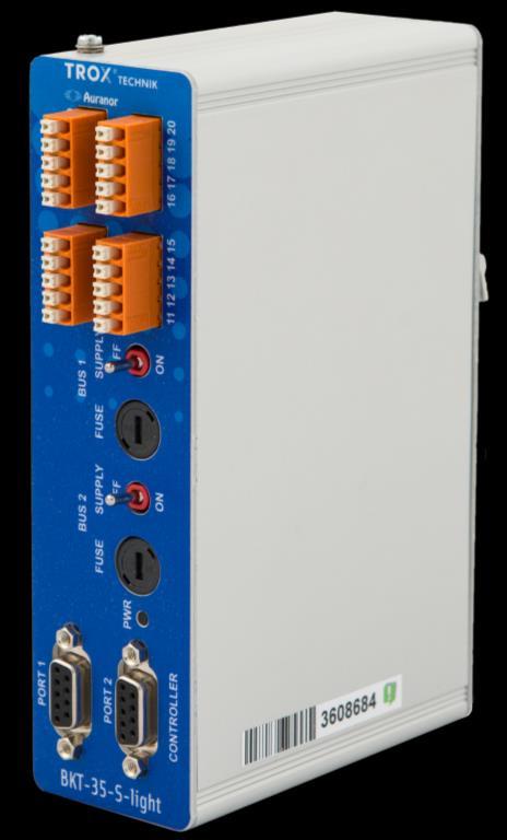 Interface BKT-35-S-light Kommunikasjonsgrensesnittet BKT-35-S light er det sentrale grensesnittet mellom bus-ringen og regulatoren.