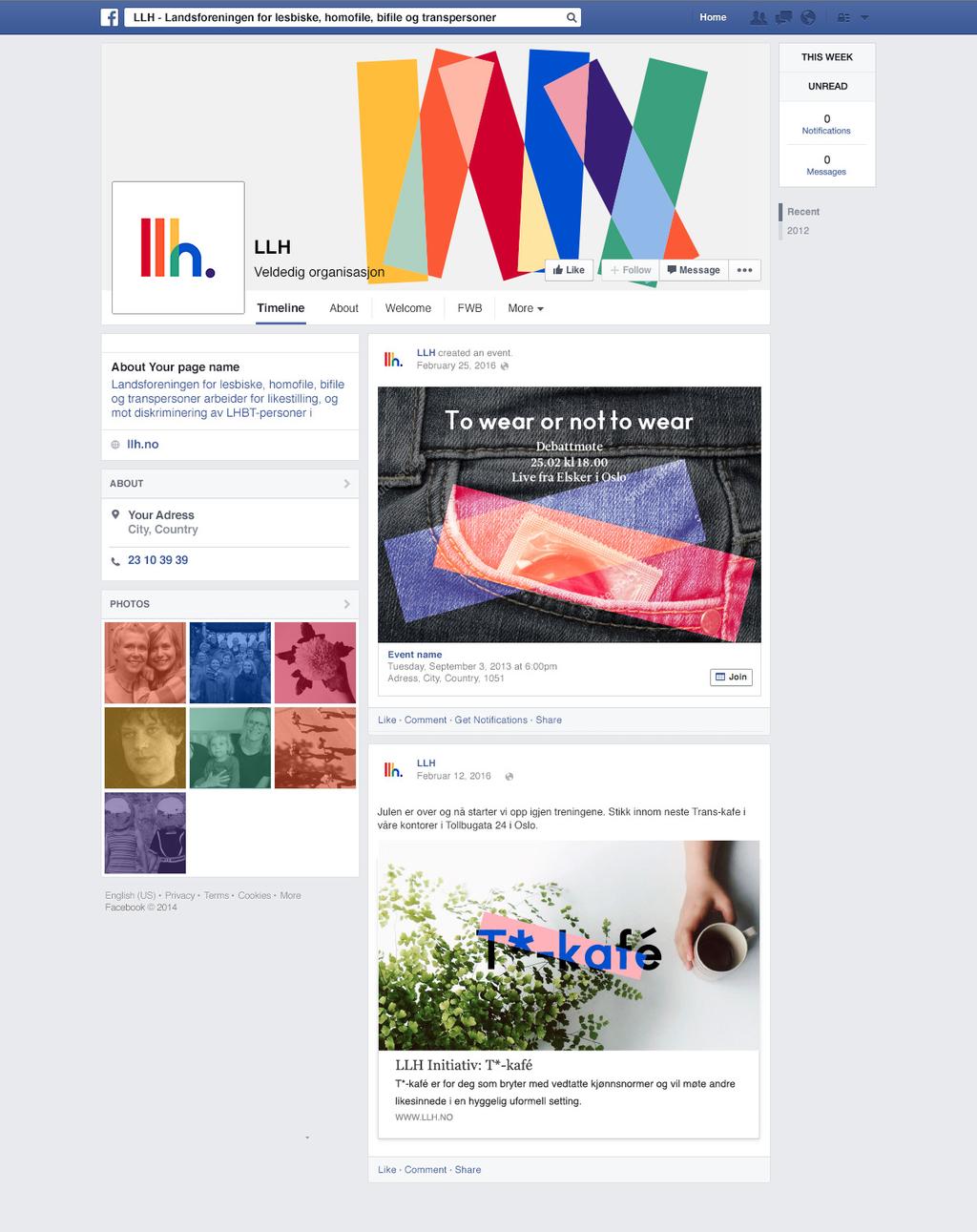 DESIGNMANUAL SOSIALE MEDIER S.19 Facebook Forslag til Facebookside.