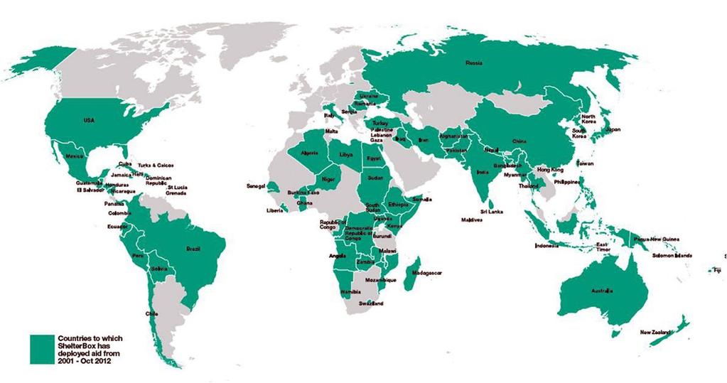 Hvor er ShelterBox i bruk?