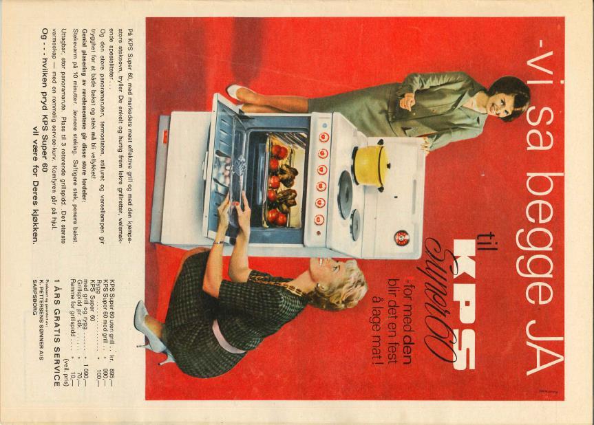 Vedlegg 2: Reklame for KPS Komfyr, 1962.