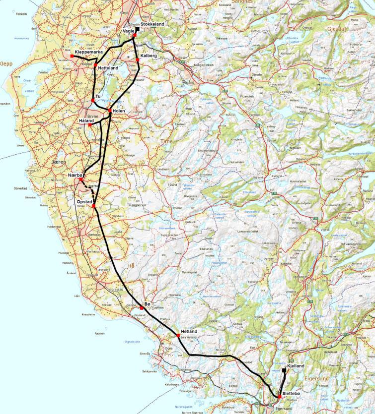 Jærnettet Jærnettet er regionalnettet mellom Stokkeland transformatorstasjon i Sandnes og Kjelland transformatorstasjon i Eigersund.