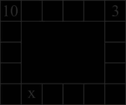 Tallet i hver rute skal være summen av tallene i naborutene. To tall er allerede skrevet inn, 10 og 3. Hvilket tall skal Ria skrive i ruta merket med x? (A) 10 (B) 7 (C) 13 (D) -13 (E) -3 21.