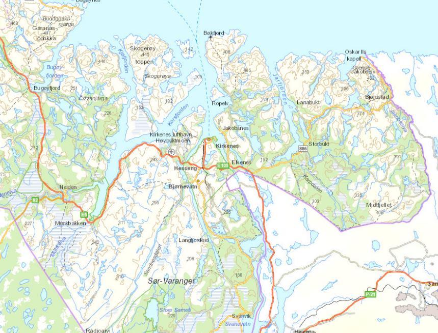 Av disse er det seks elver/vassdrag med laksebestander, hvorav fire elver forvaltes av Sør-Varanger JFF og en av Sandnes IL (figur 1).