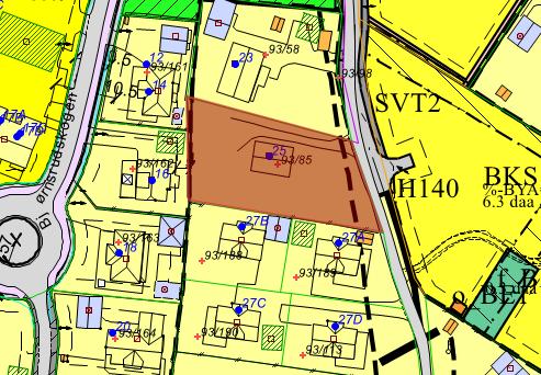 Bjørnsrudvegen 25 (gbnr. 93/85): Boligtomt på ca. 1,5 da.