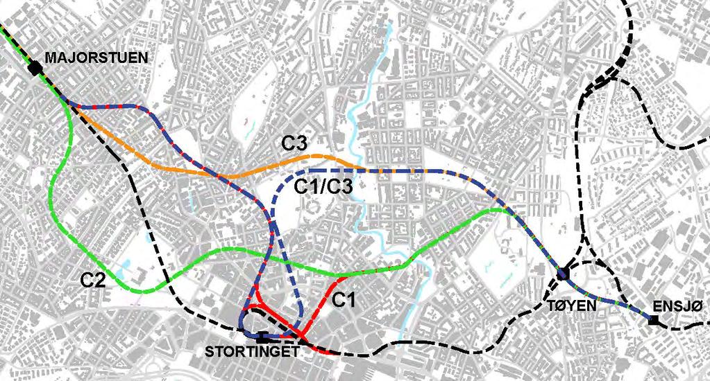REVIDERT PLANPROGRAM NY T-BANETUNNEL 1.5 Traséalternativ C1, C2 og C3 fra KVU Oslo-Navet.