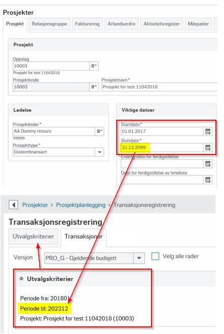 I dette eksempelet er tidsrammen definert fra 201801 202312. Denne justeres hvert år slik at det alltid er fem rullerende kalenderår.