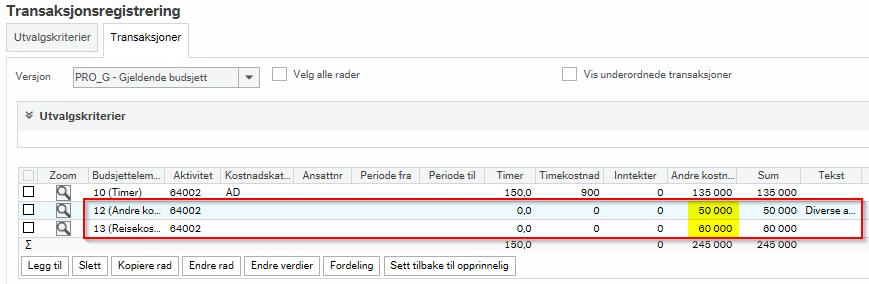 3. Klikk på knappen Lagre 4.3.3 Budsjettering av timer, kostnader og inntekter I denne seksjonen beskrives prosjektbudsjettering på timer med kostnader og inntekter. Hopp til kapittel 4.3.4 om dette ikke er aktuelt i virksomheten.