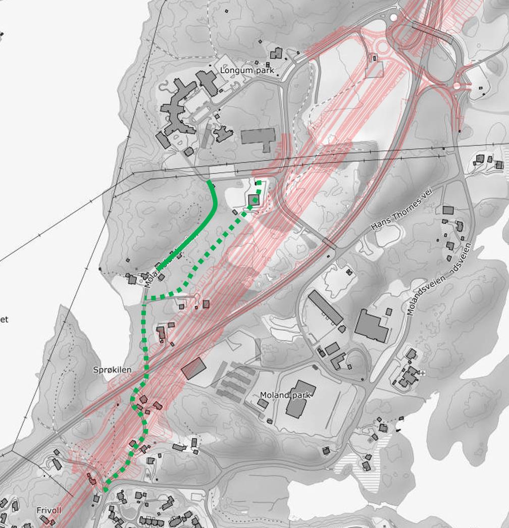 Området Sprøkilen Stølen mindre reguleringsendring Ny adkomst til Frednes 1. Opprinnelig adkomst for bil stenges av ny E18, opprettholdes som turvei. FREDNES 1 3 12 2.