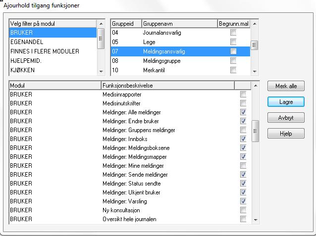 11.5 Tilgang til meldingsbokser For å få tilgang til elektroniske meldinger må det settes noen rettigheter knyttet til operatørens tilgang til funksjoner.