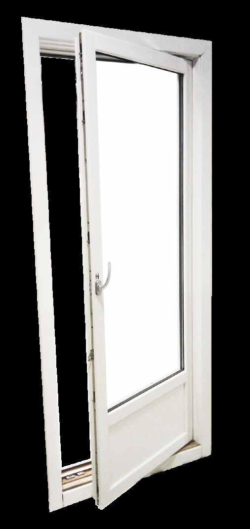 BDI Balkongdør innadslående Døren er innadslående og åpnes med én vrider. På denne døren har en mulighet for både side- og bunnhengslet innadslående funksjon.