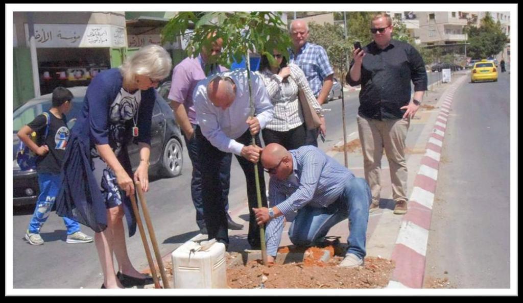 Varaordfører Bjørg Tysdal Moe besøkte Nablus og treplantingsprosjektet i september, sammen med Elin Gjedrem fra næringsavdelingen, kommunalråd for SV Eirik Faret Sakariassen og Nablusforeningen ved