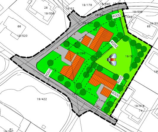 Revidert planforslag: Tiltakshaver Kvernmo AS har besluttet å endre omfanget av planlagt bebyggelse fra fem til 3 boligenheter. Se revidert illustrasjonsplan. Illustrasjonsplan, sist rev. 01.06.08.