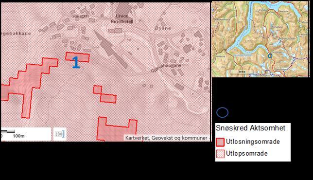 17 6.6 Snøskred 6.6.1 Lausneområde På aktsemdkart for snøskred er det kartlagt lausneområde for snøskred på alt areal mellom ca. 30 o og 60 o helling.
