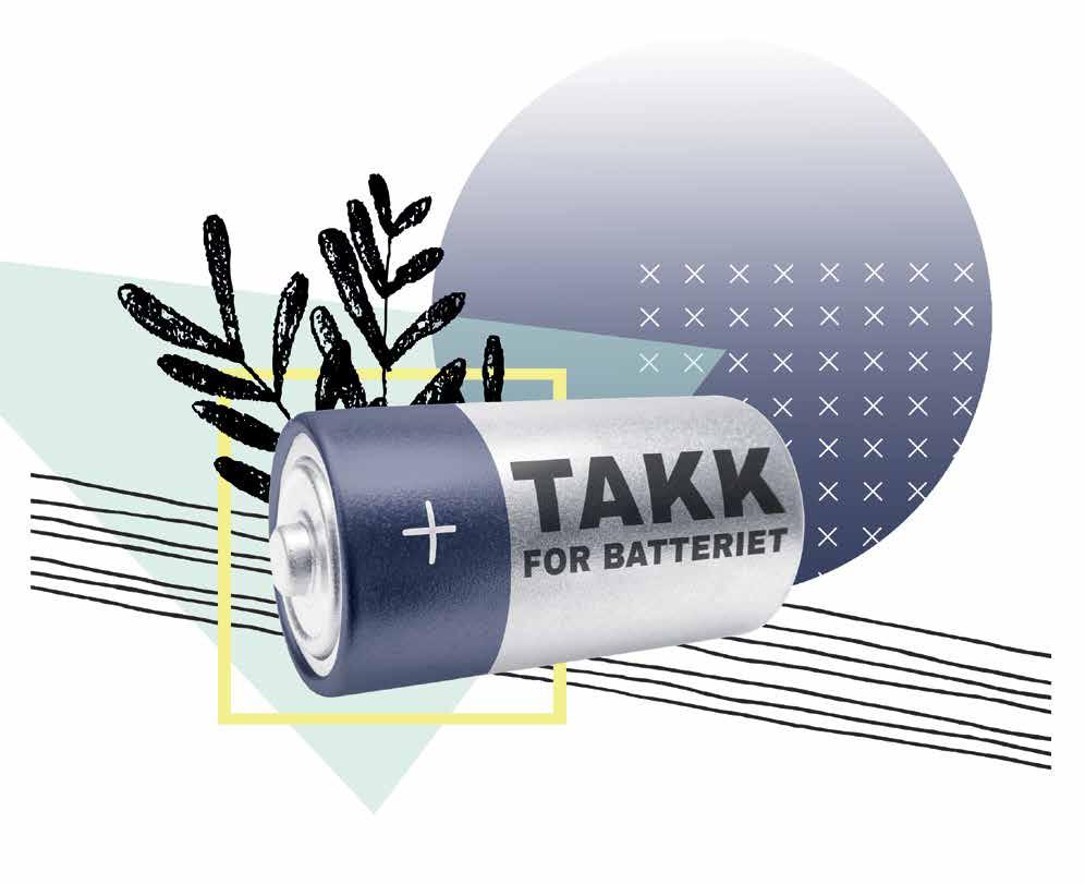 KRETSLØPET TIL BATTERIER TAKK for at du leverer batterier til gjenvinning. Når batteriene gjenvinnes reduserer man behovet for jomfruelige materialer.