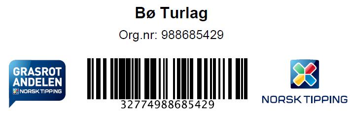 Grasrotandelen Grasrotandelen er ei ordning frå Norsk Tipping, der du som registrert spelar kan velje Bø Turlag som din "Grasrotmottakar". Vi håpar du kan tenkje deg å støtte oss!