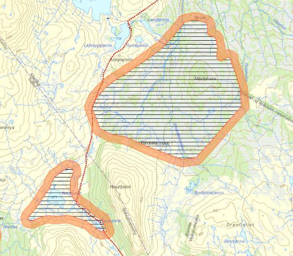 Forslag til tiltak: Det foreslås ingen ytterligere tiltak for tilrettelegging av ferdsel her. Turiststien er relativt lite brukt. Vurdering av stistrekninger utenom casestudiene. I figur.