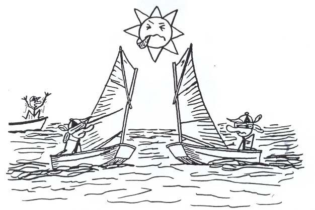 Modell 25: Regatta med komplikasjoner Seilerne pleier å ha veldig glede av denne treningen. Det gir fin trening i å: Bakke båten (nyttig i et startfelt). Seile båten uten ror. (balanse, båtfølelse).