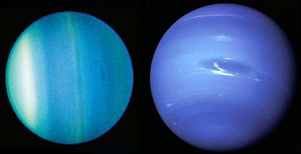 De to ytterste planetene i solsystemet vårt er Uranus og Neptun. Disse to er også gasskjemper, men omtales ofte som iskjemper på grunn av klimaet der.