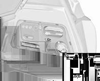 Biler med dekkreparasjonssett Variant 1: Verktøyet oppbevares i det høyre rommet i bagasjerommet sammen med dekkreparasjonssettet.