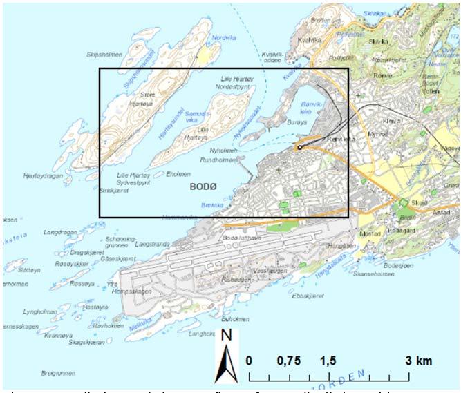 Figur 1: Oversiktskart som viser området hvor tiltak i forbindelse med