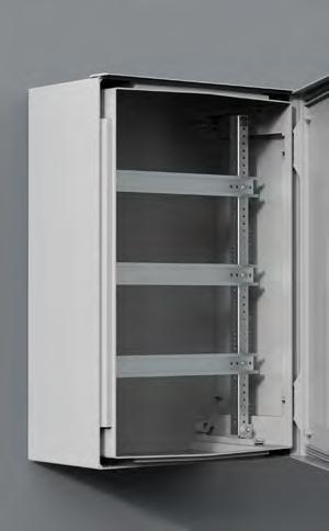UCD01 Monteringsramme, UMF Levering: For enkel montering av komponenter for DIN-skinne. DIN-skinnene er justerbare i høyden. Galvanisert stål.