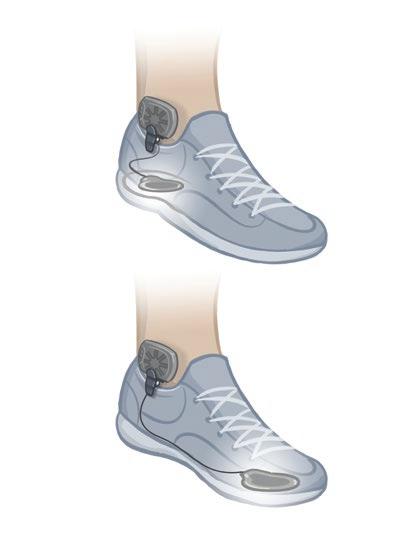 Merk: Fotsensorputen og fotsensorens trykksensor skal plasseres under innersålen på skoen. Hvis skoen ikke har en avtakbar innersåle, plasseres fotsensorputen og trykksensoren oppå sålen.