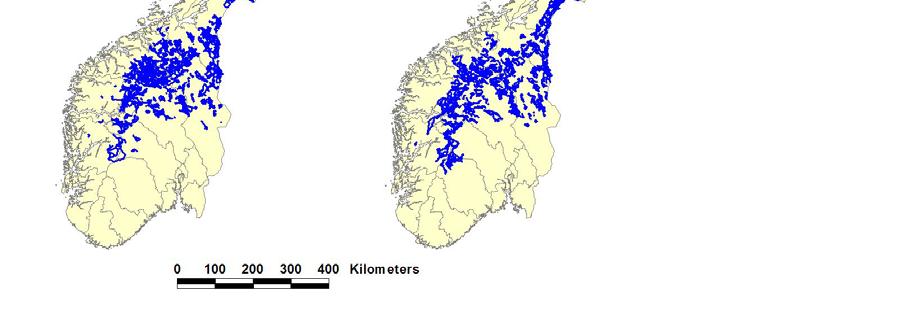 Størst reduksjon er det i Finnmark og Møre og Romsdal der reduksjonen er på ca 40%. Hovedårsaken til reduksjonen i Finnmark er tidlig førefall.
