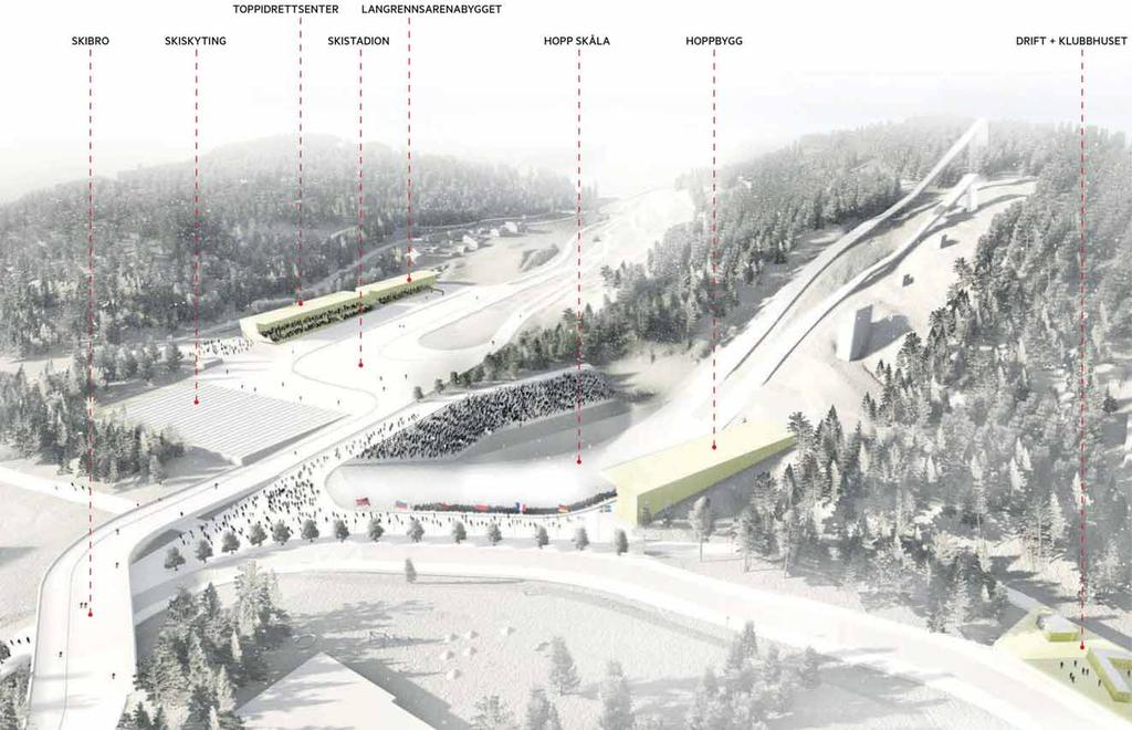 Bilde til høyre Forslag til nytt anlegg i Granåsen Illustrasjon av Pir2 Arkitekter AS 2