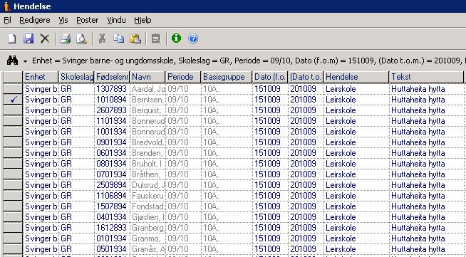 I. Diverse Skyss (I1 - I3) - I 1 Oppad henter ut data om elever som har rett til skoleskyss. Dvs. elever i 1.