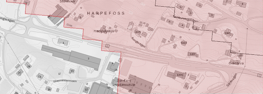 Risikoforhold 3.2 Snøskred Store deler av planområdene i Harpefoss og Kvam ligger i utløpsområde for snøskred i følge aktsomhetskartet på skrednett.no, se figur.