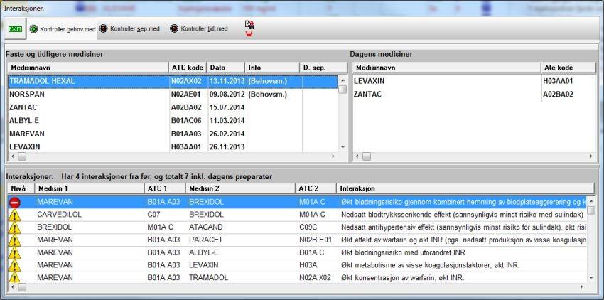 interaksjoner med pasientens nåværende medikamenter. Etter å ha trykket "Ok" på advarsel-boksen kan vi fortsette å skrive resepten på vanlig måte.