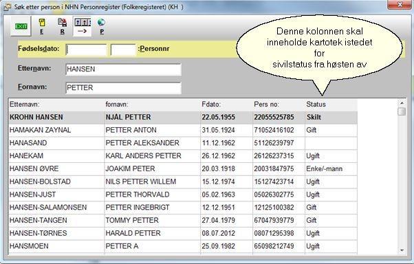 Dersom man søker på fødselsdato og personnummer blir dette brukt som det eneste søkekriteriet. Dvs. at det man har skrevet i fornavn eller etternavn blir utelatt fra søket.